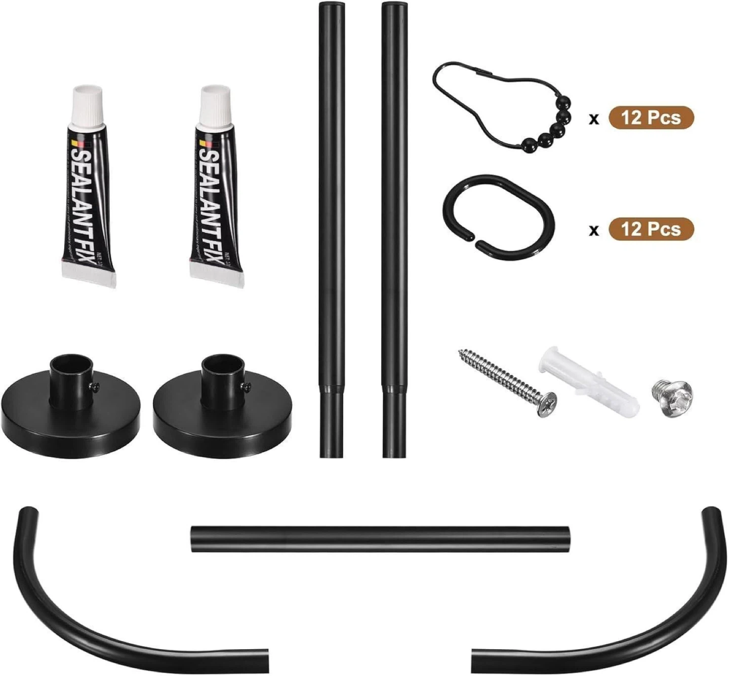 New Black U-Shaped Shower Curtain Rod - photo 3