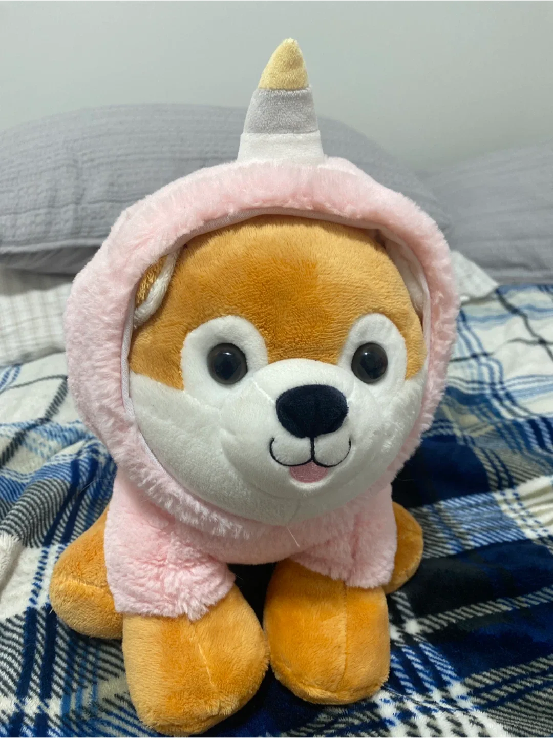 Dog Plush Toy with Pink Hoodie