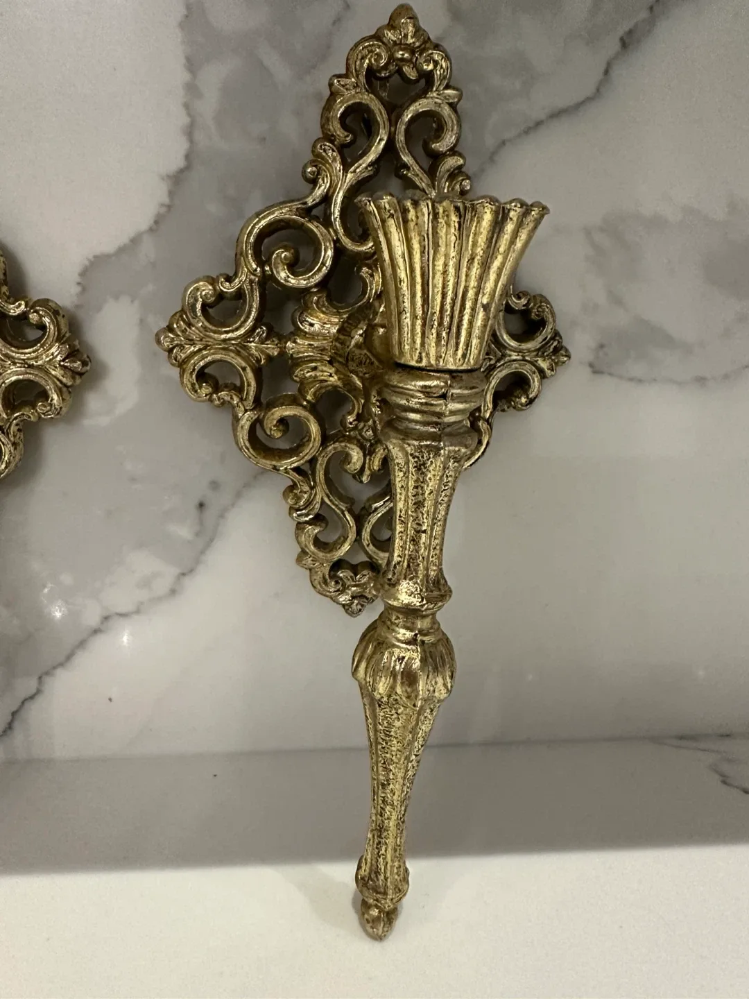 Vintage Gold Candle Wall Sconces - Set of 2 image indicator(3)