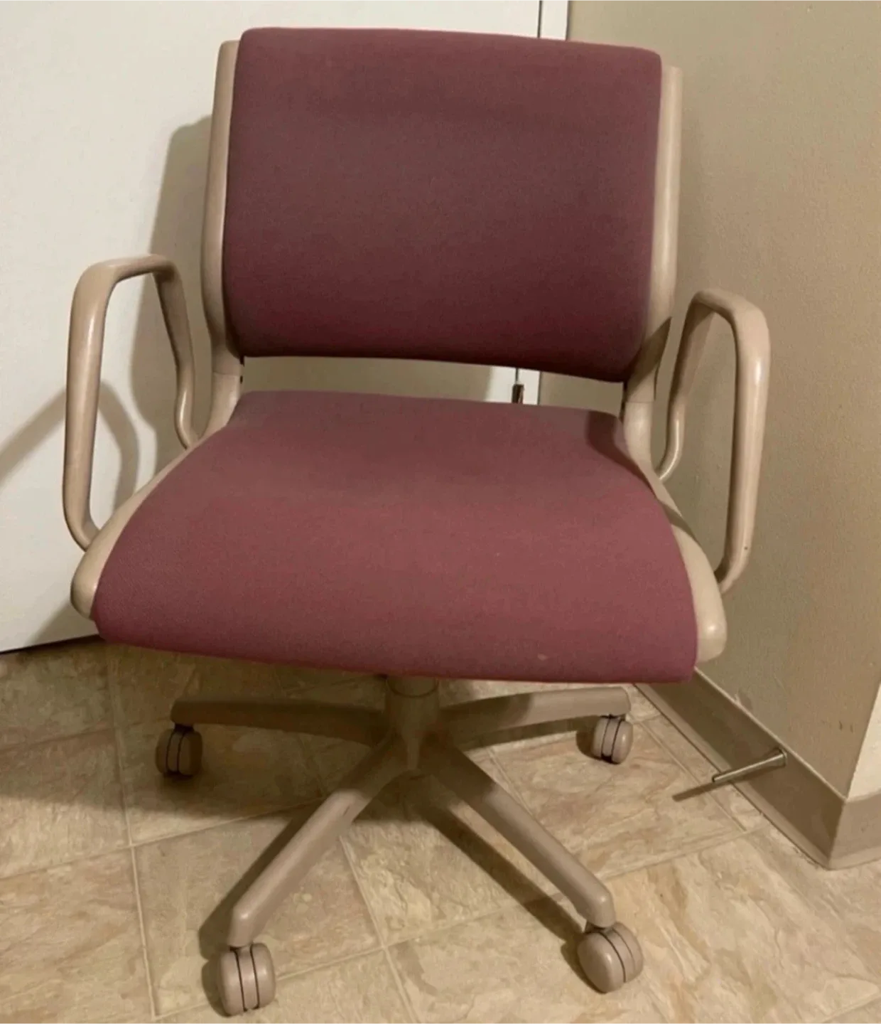 Comfortable, Sturdy Office Chair - Burgundy and Beige