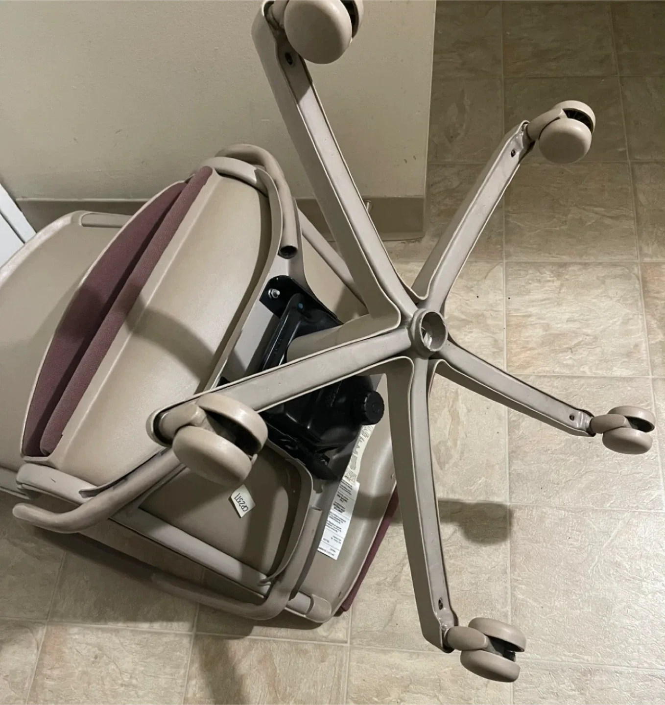 Comfortable, Sturdy Office Chair - Burgundy and Beige image indicator(4)