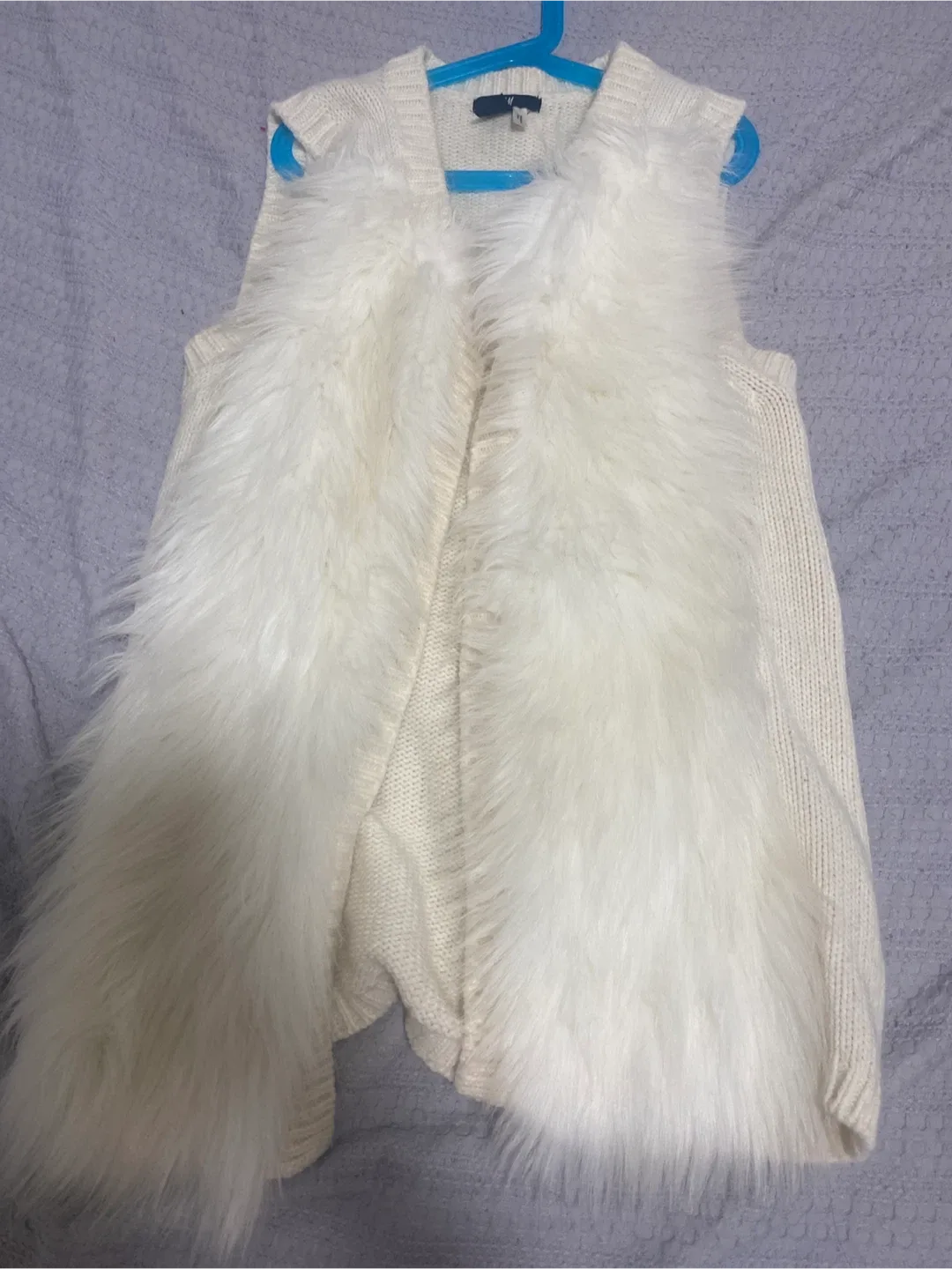 H&M Cream Knit & Faux Fur Vest - Size S