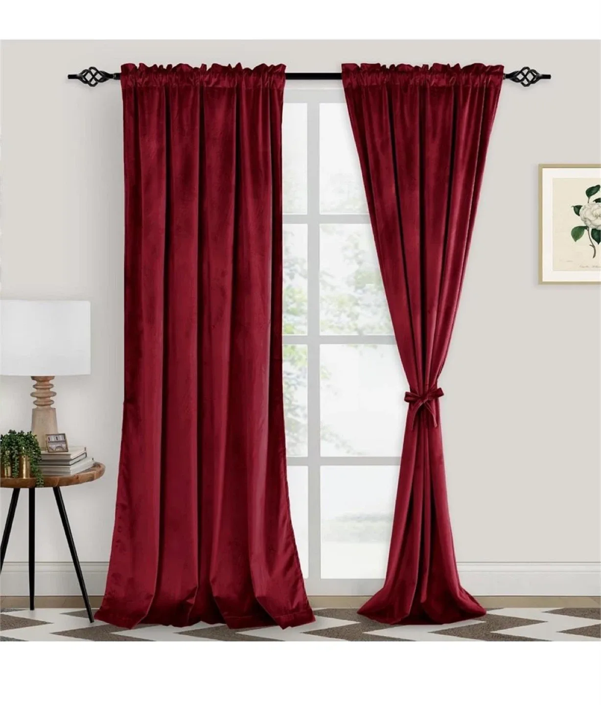Burgundy Velvet Room Darkening Curtains