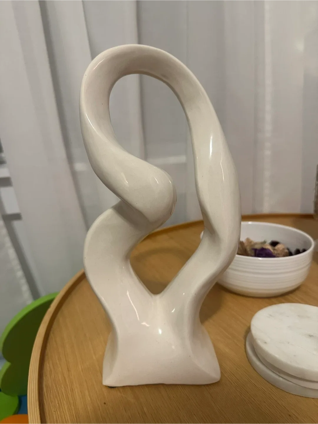 Abstract Ceramic Sculpture - Cream Decor Piece