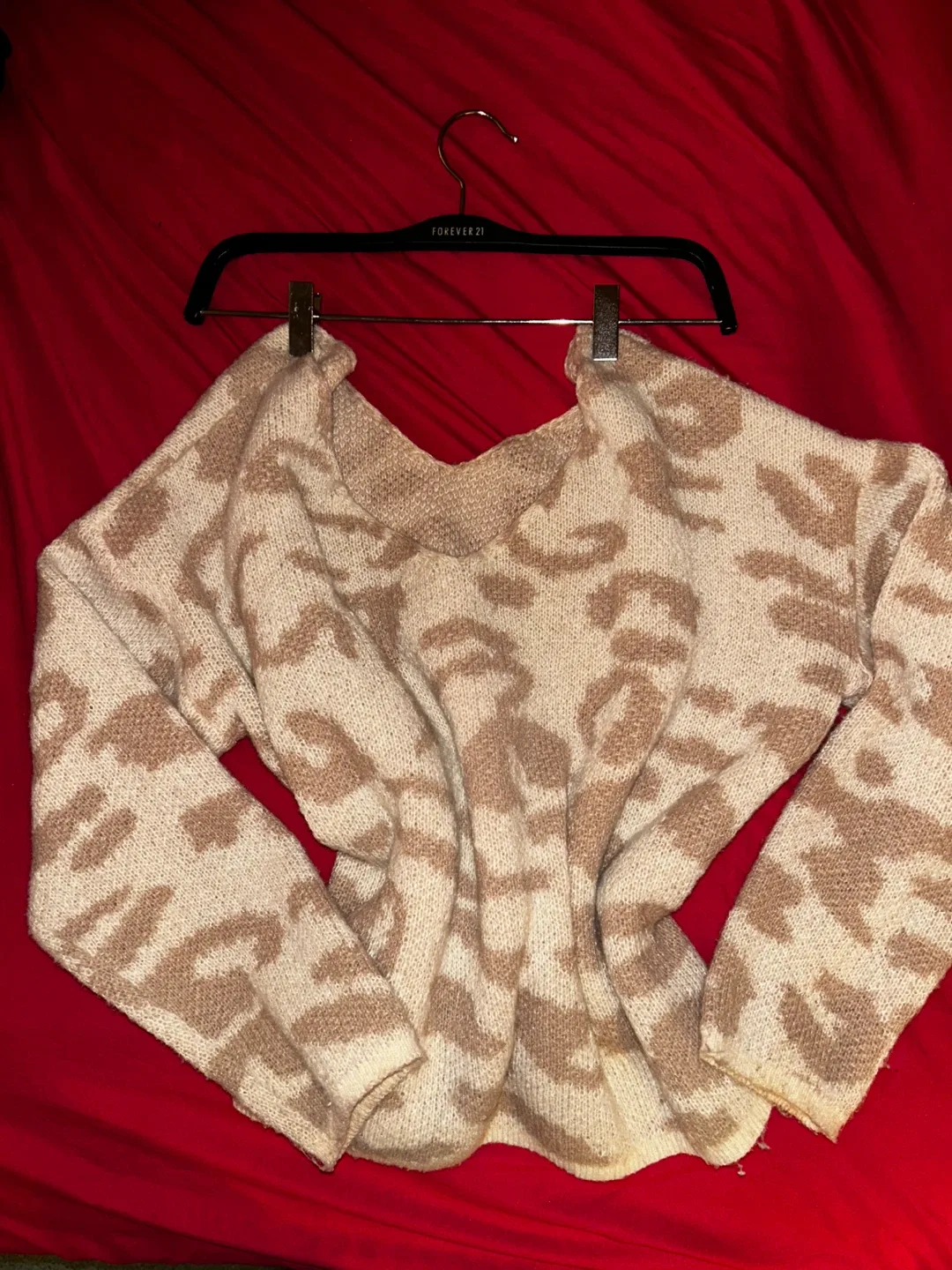 Beige Animal Print Sweater