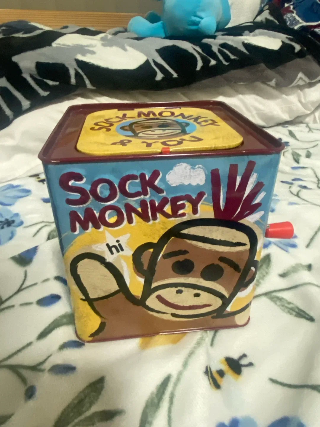 Sock Monkey Jack-in-the-Box Toy
