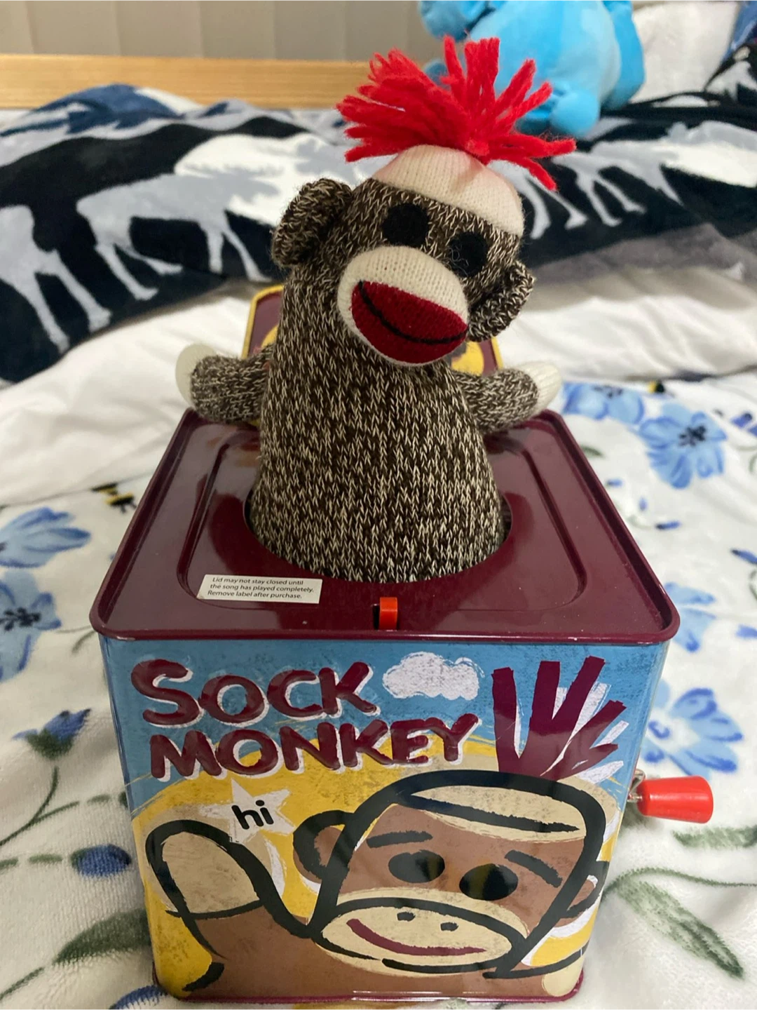 Sock Monkey Jack-in-the-Box Toy - photo 2