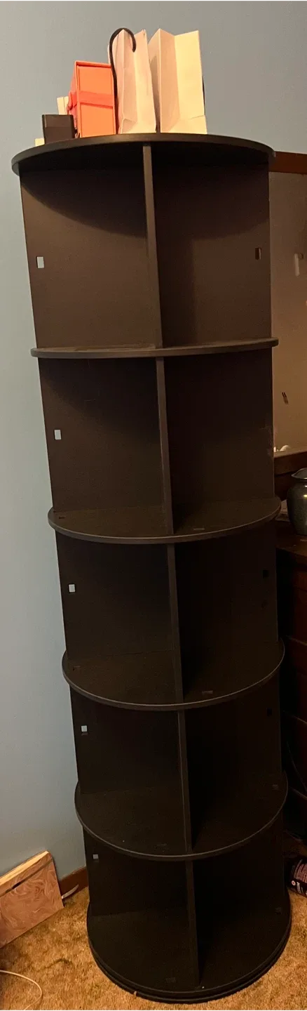 Rotating Bookshelf - 5 Tier, Black