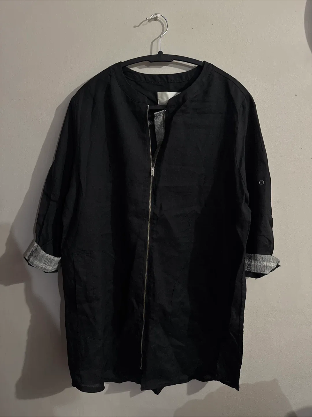 Black Linen Long Sleeve Shirt