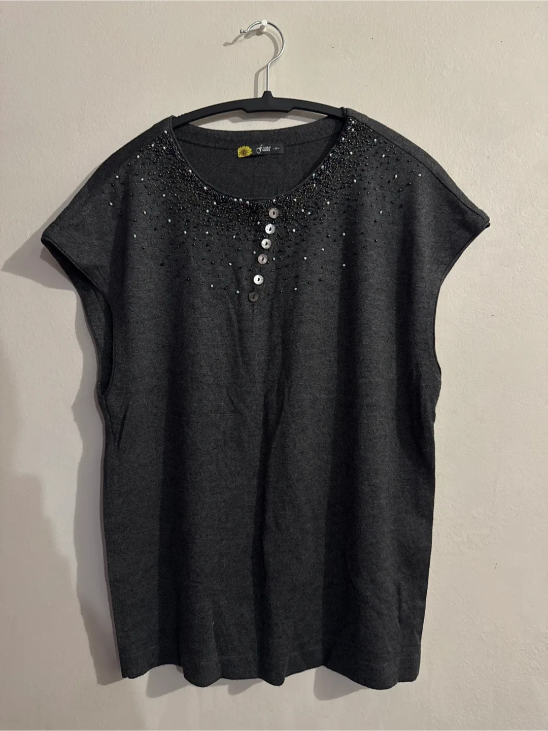 Grey Embellished Top - Size L