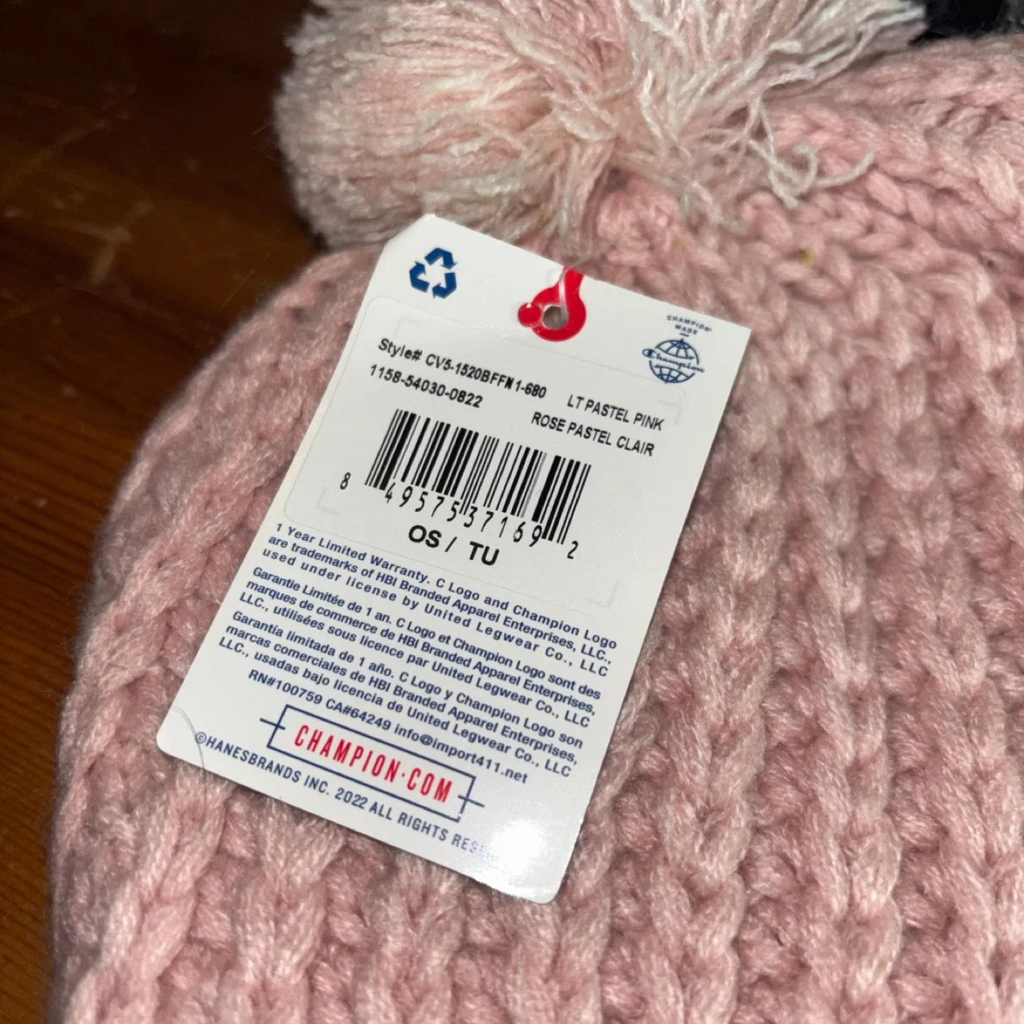 Champion Pink Knit Pom Beanie - NEW image indicator(2)