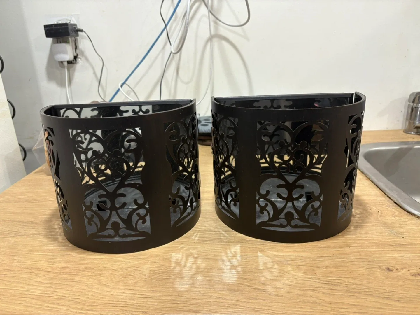 Wall Mounted Candle Holders - Black Metal