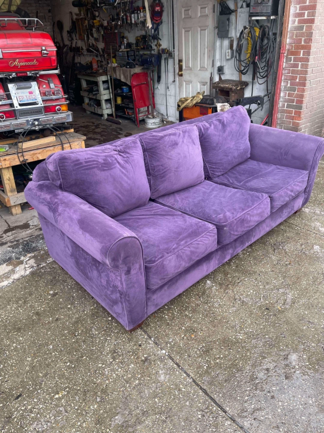 Purple Three-Seat Sofa