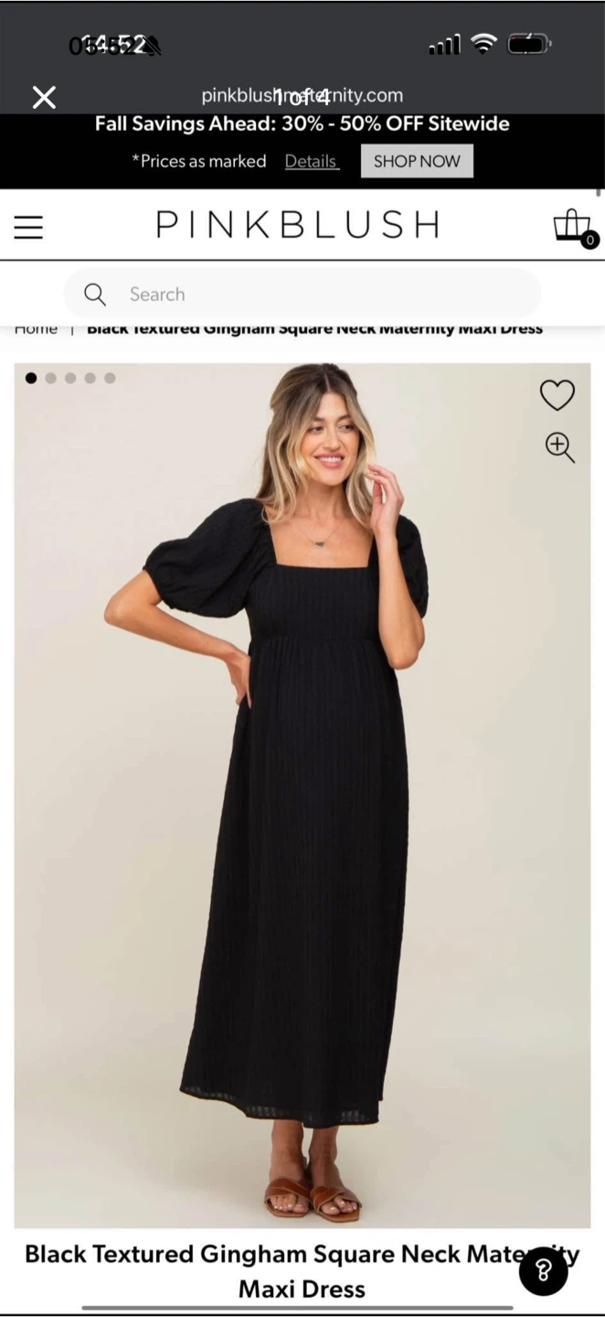 PinkBlush Black Gingham Maternity Maxi Dress - M