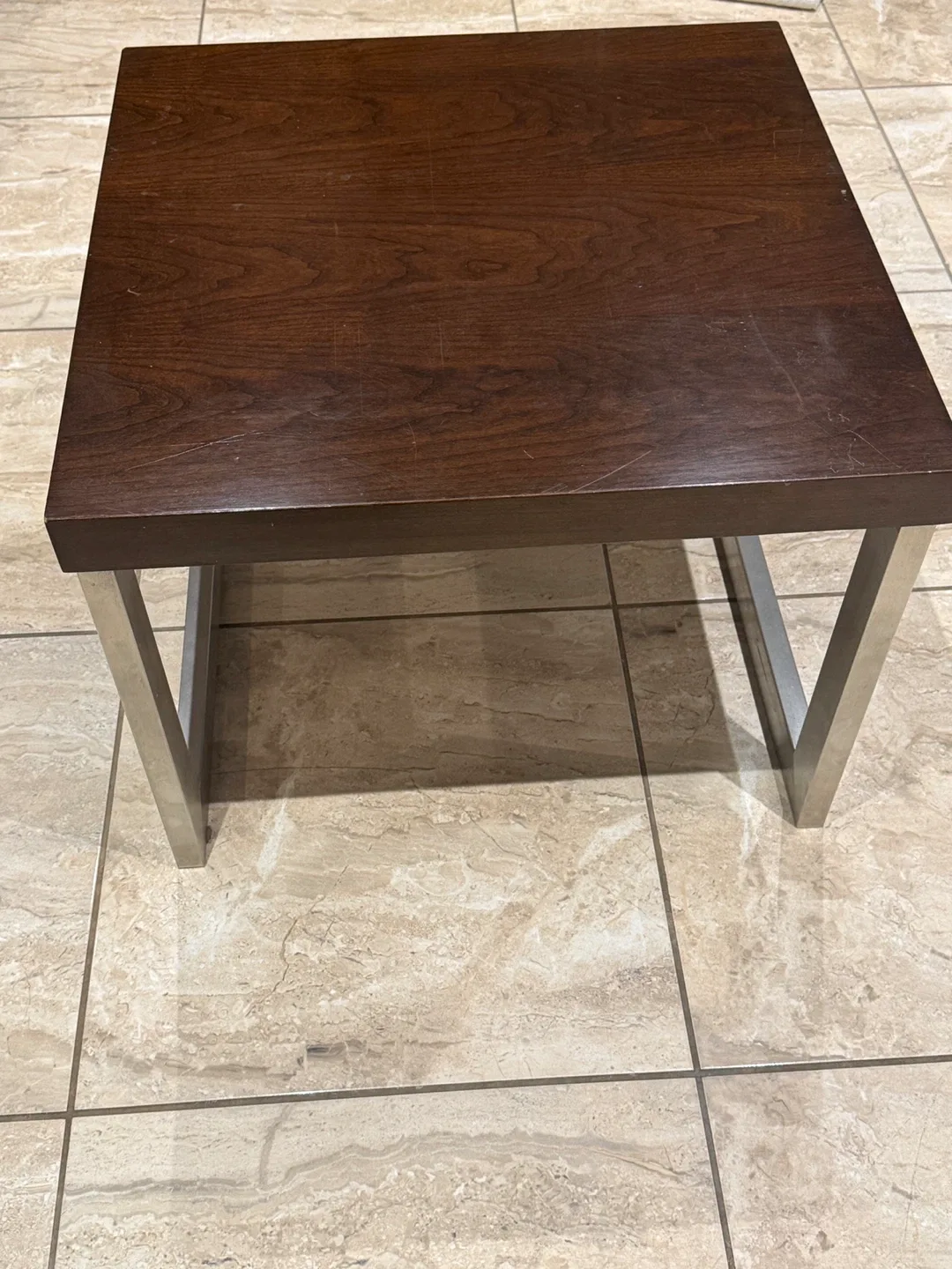 Brown Wood & Metal Side Table
