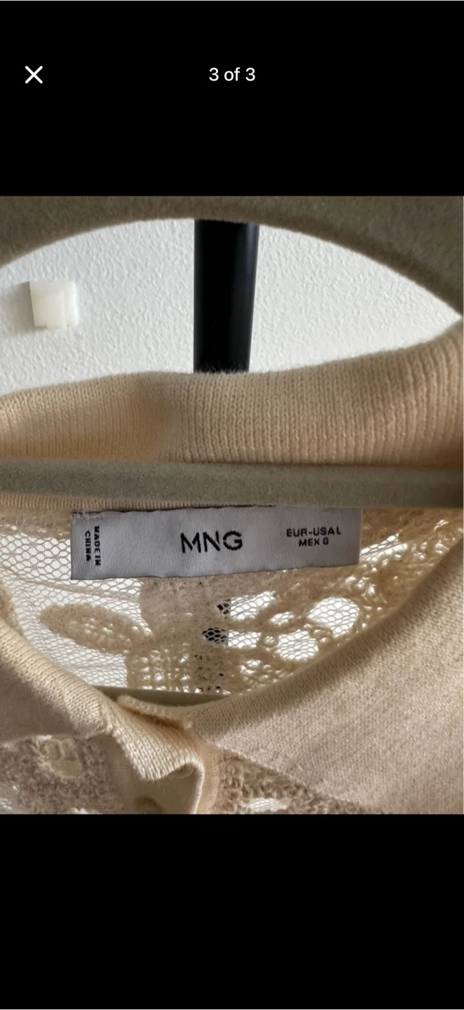 MNG Beige Lace Polo Shirt - Size L - photo 3