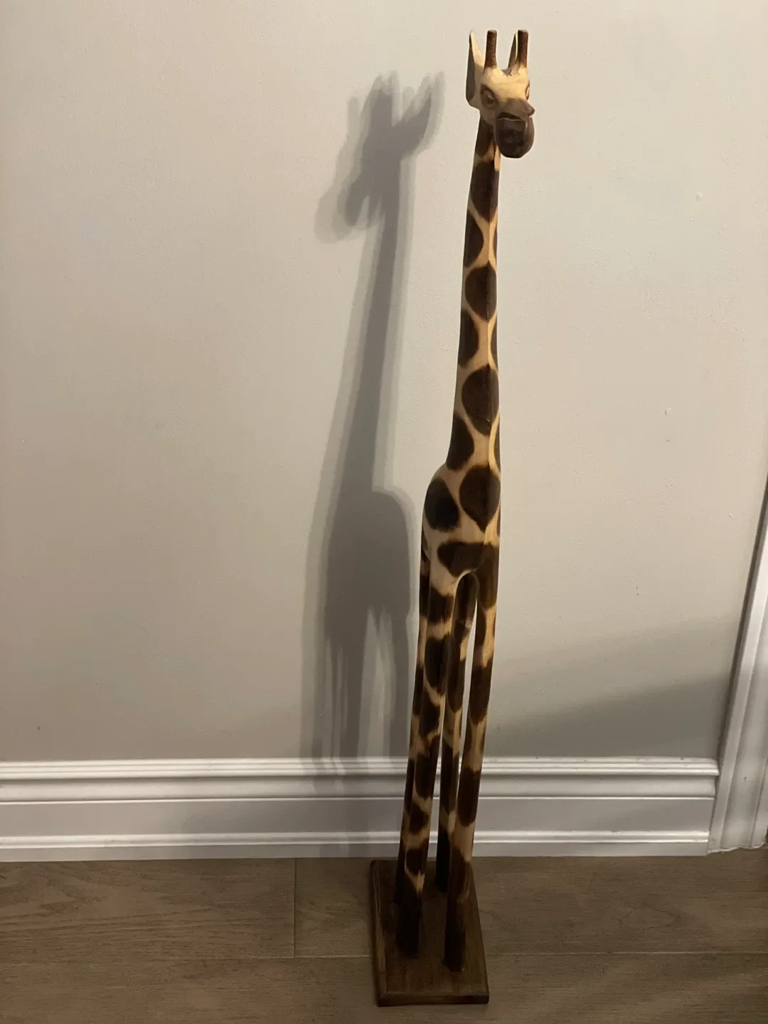Hand Carved Wooden Giraffe Statue - Over 3ft Tall!