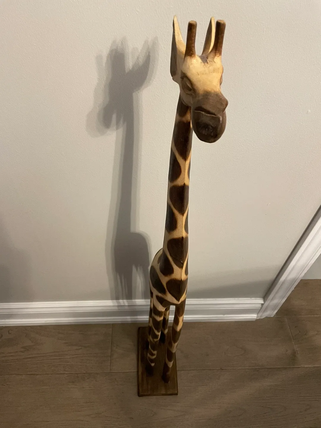 Hand Carved Wooden Giraffe Statue - Over 3ft Tall! image indicator(2)