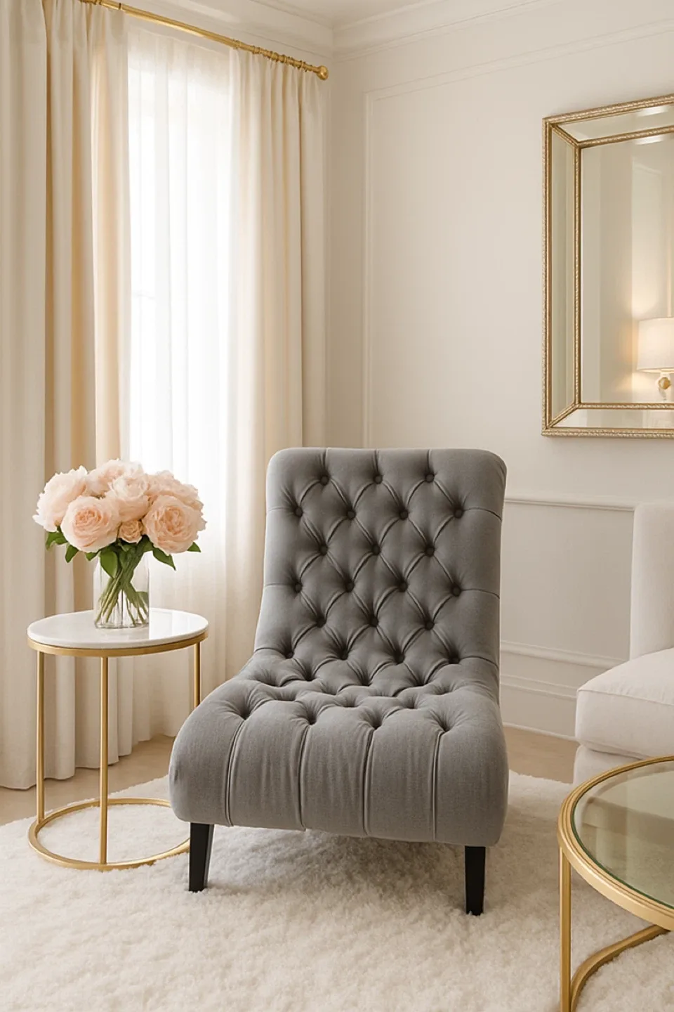 Grey Tufted Accent Chair