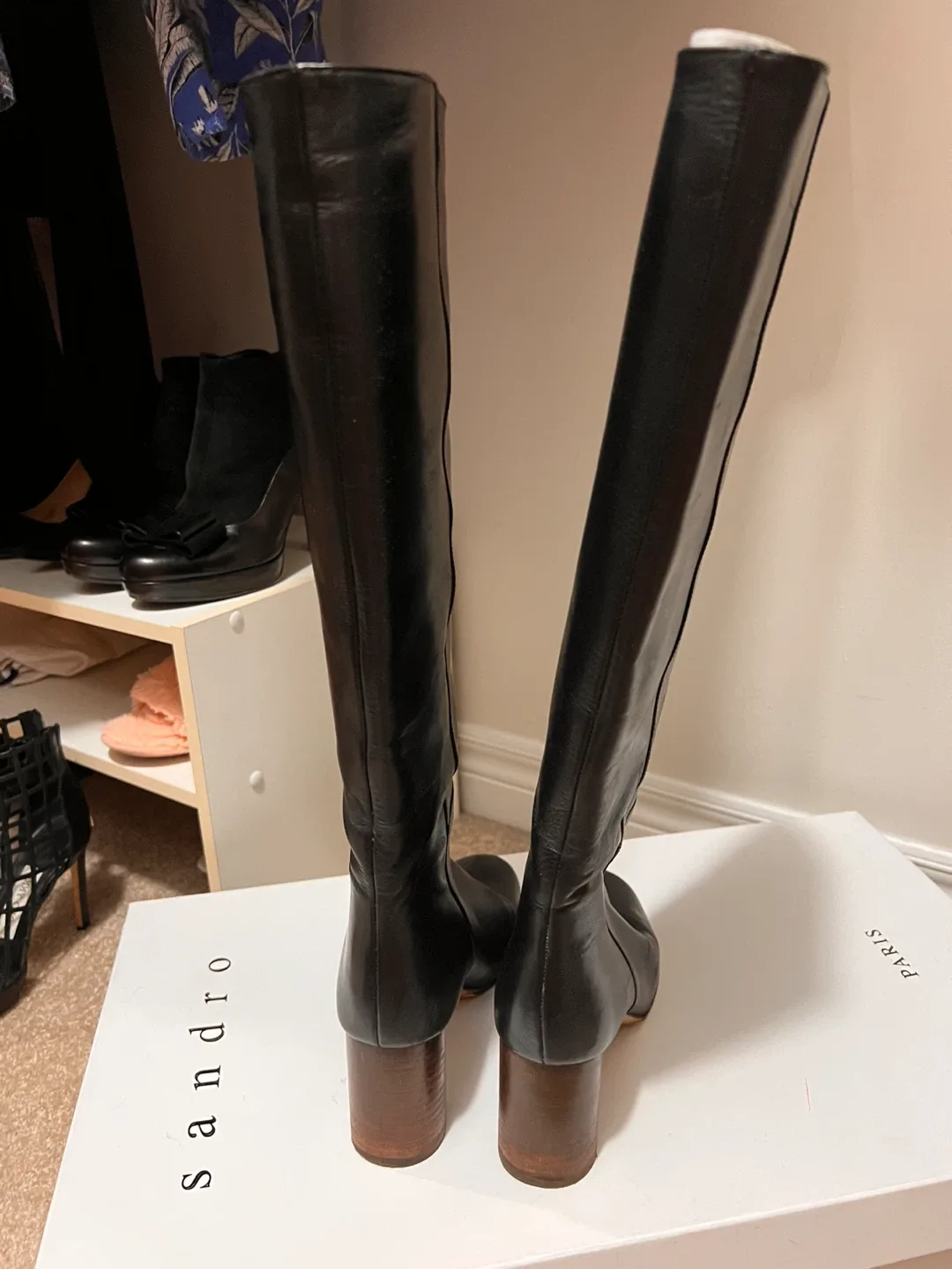 Sandro Black Leather Boots Size 37 image indicator(6)