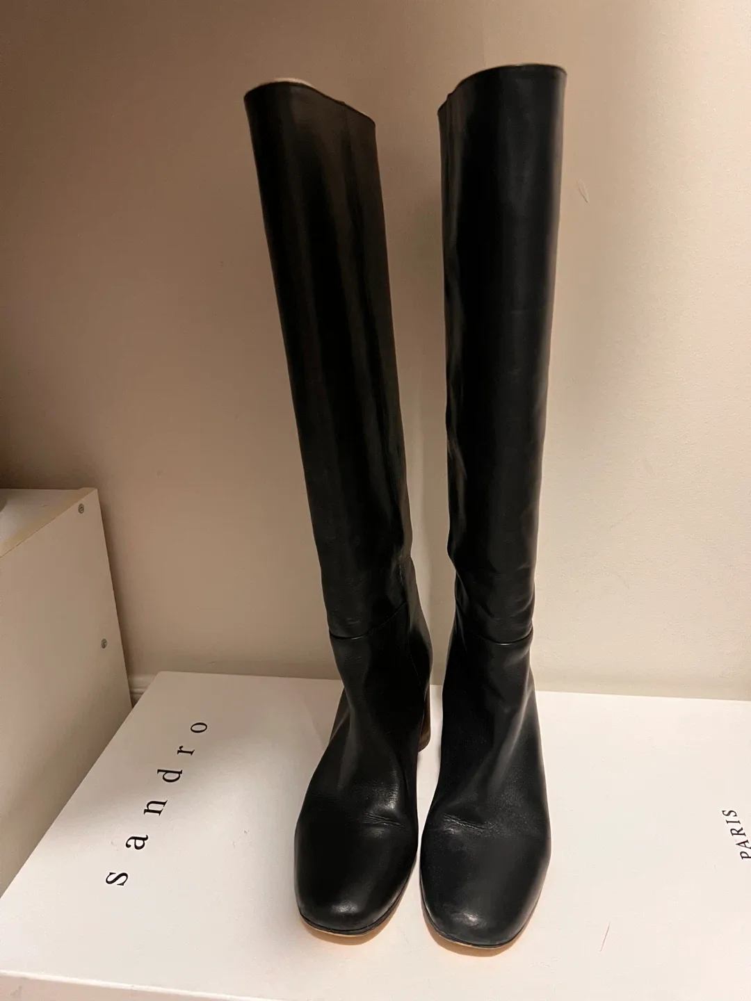 Sandro Black Leather Boots Size 37