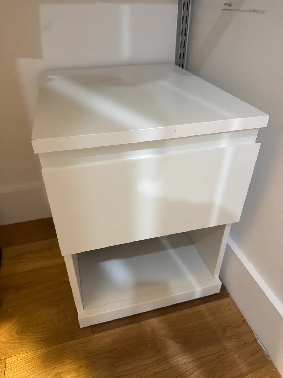 White Bedside Table with Drawer
