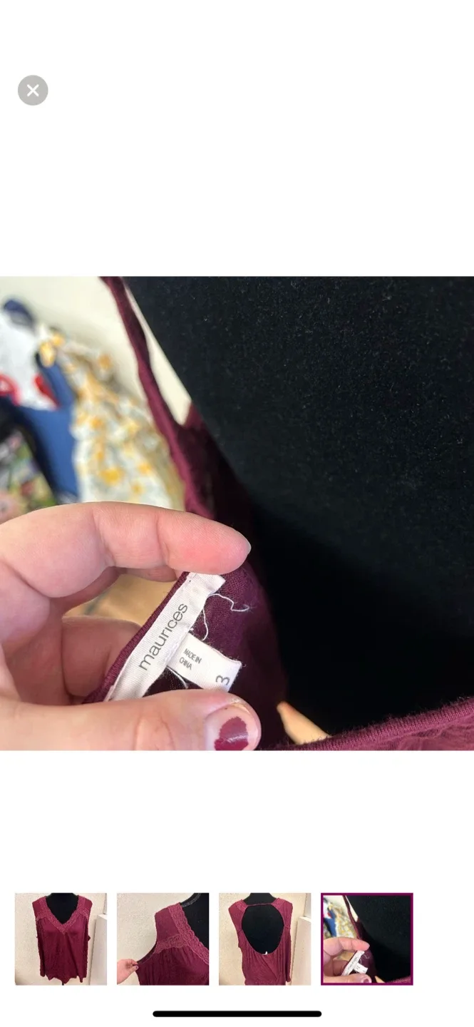 Maurice's Burgundy Tank Top, Size plus 3 image indicator(4)