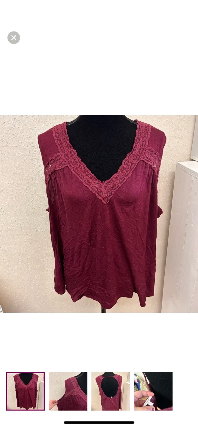 Maurice's Burgundy Tank Top, Size plus 3