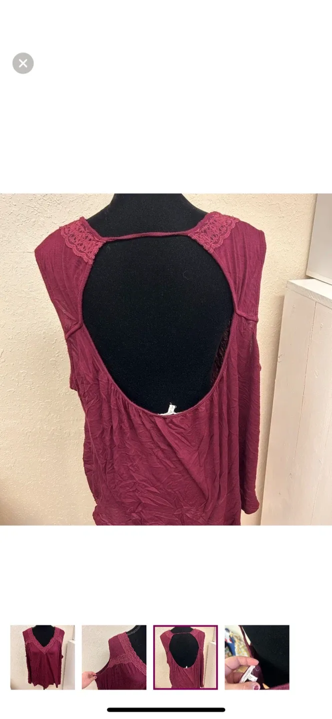 Maurice's Burgundy Tank Top, Size plus 3 image indicator(3)