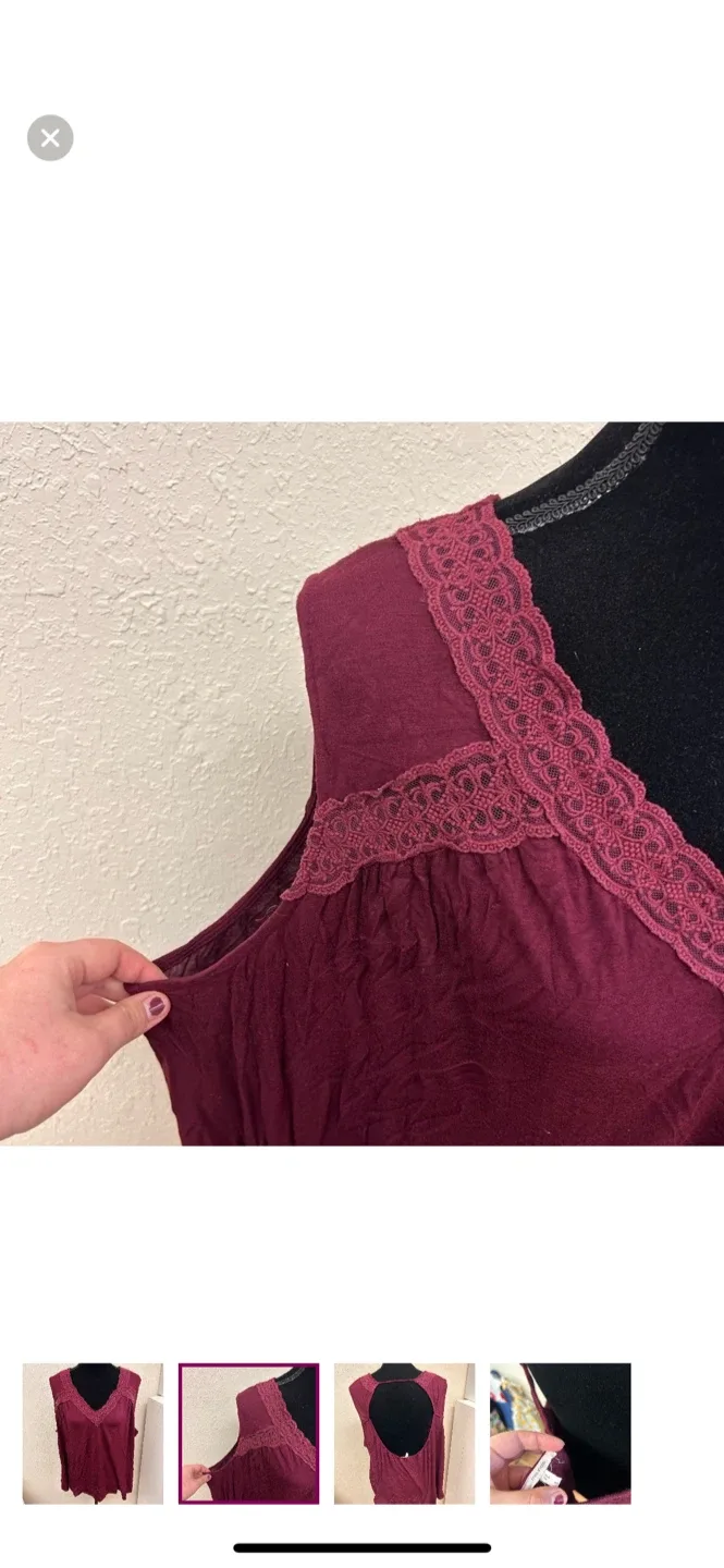 Maurice's Burgundy Tank Top, Size plus 3 image indicator(2)
