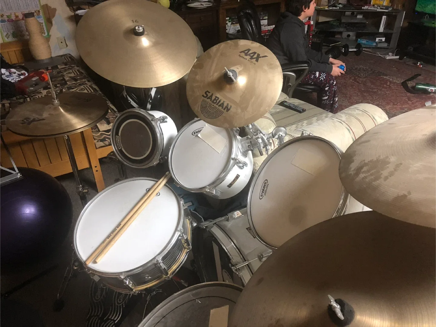 SABIAN AAX Cymbals & White Drum Set