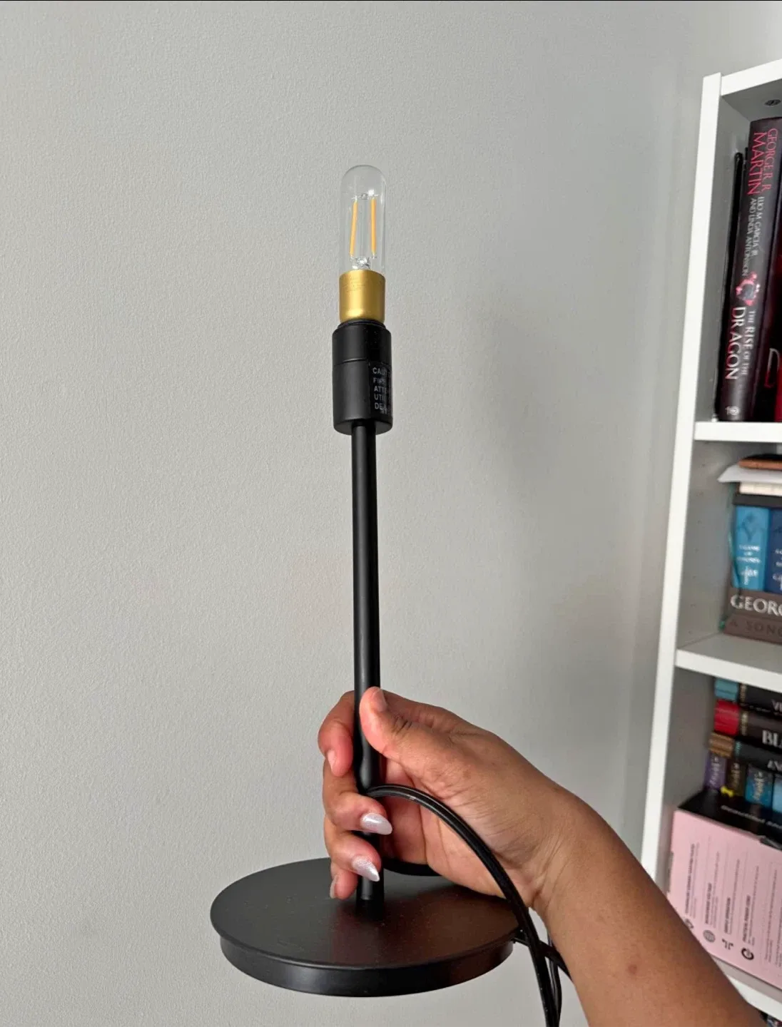 Black Floor Lamp with Reading Light and robotic cleaner