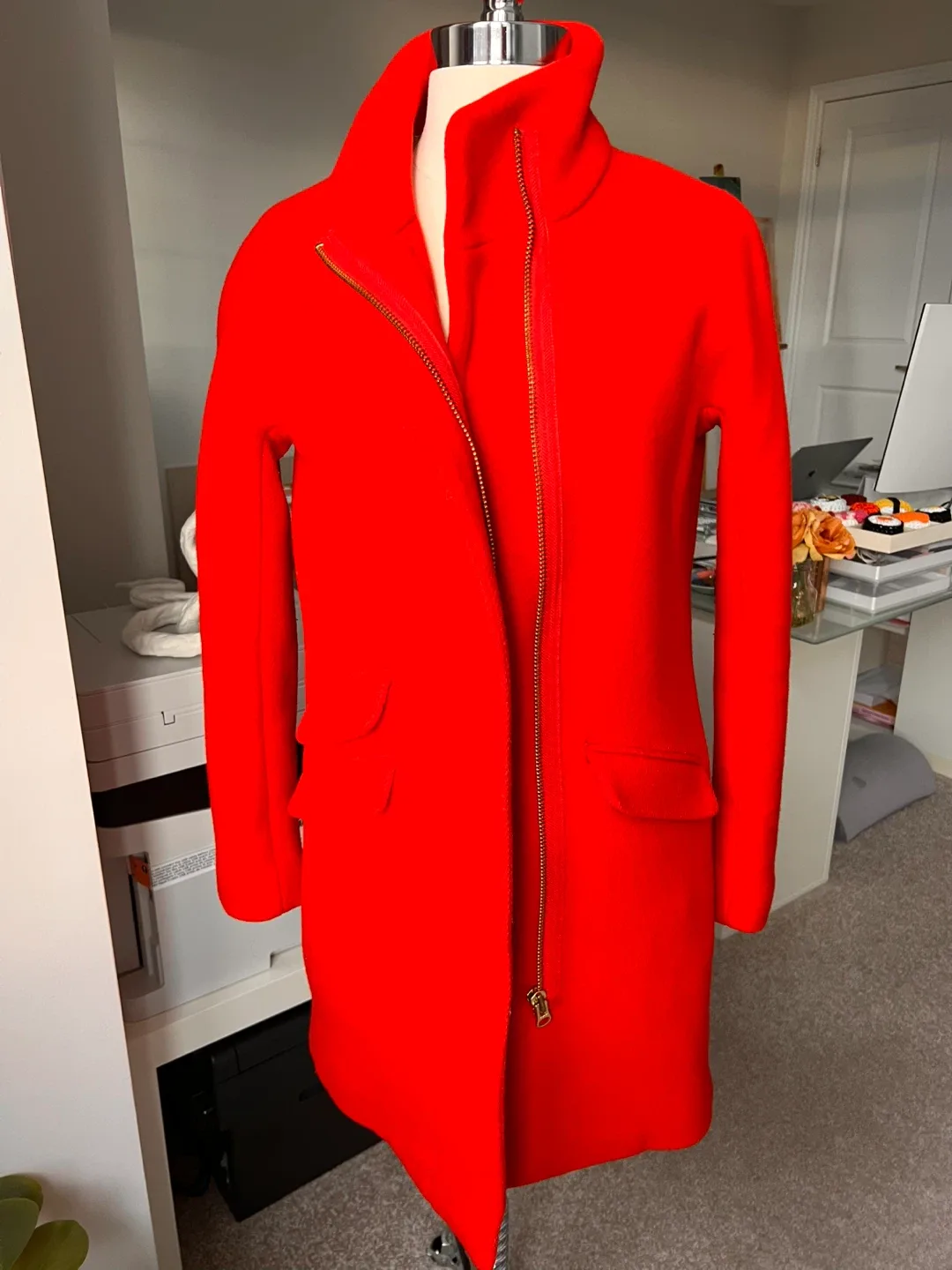 J. Crew Italian Stadium Cloth Nello Gori Red Coat - Size 00