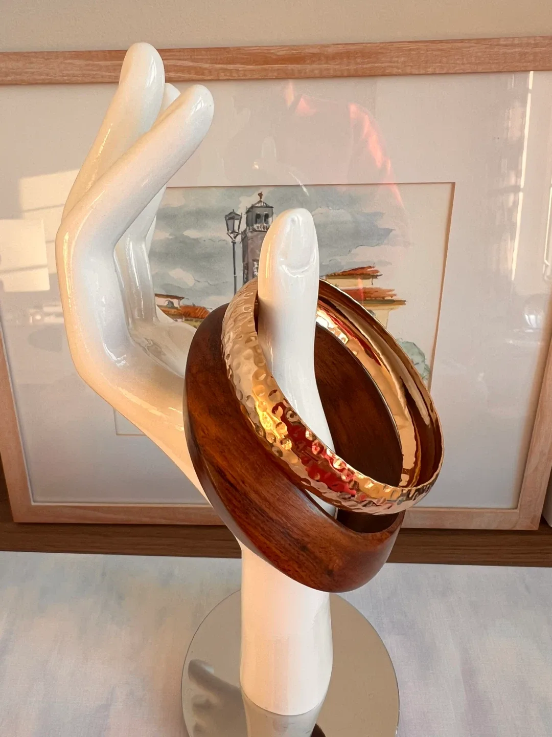 Wood and Gold Tone Bangle Bracelet Set image indicator(3)