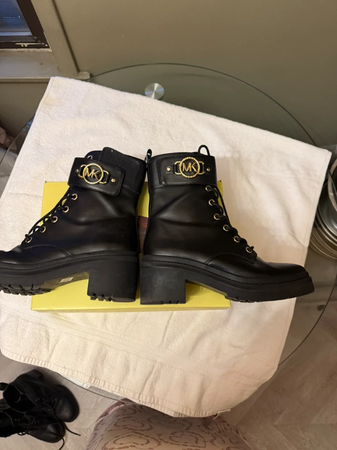 Michael Kors Black Leather Combat Boots image indicator(2)