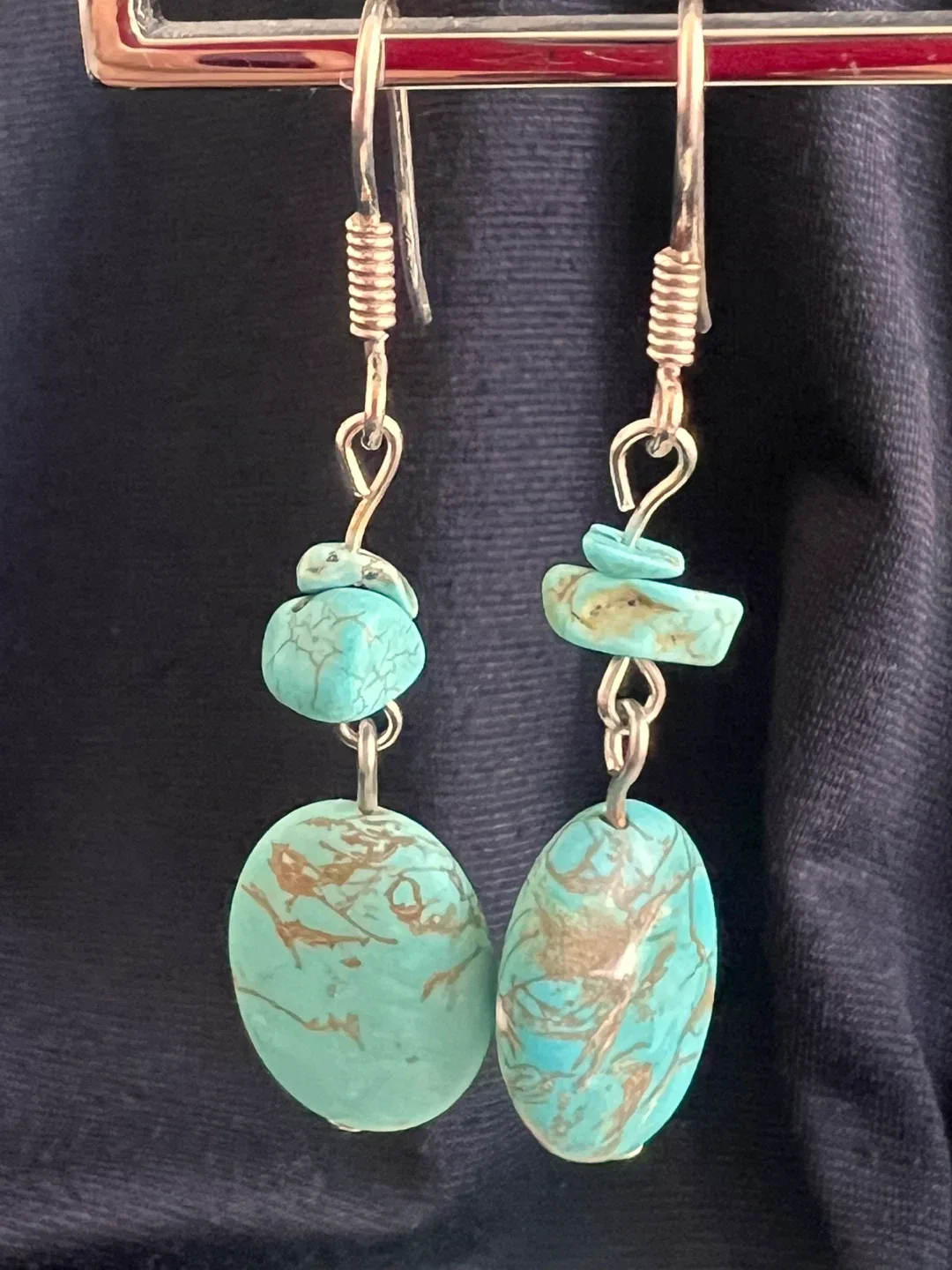 Turquoise Stone Dangle Earrings image indicator(2)