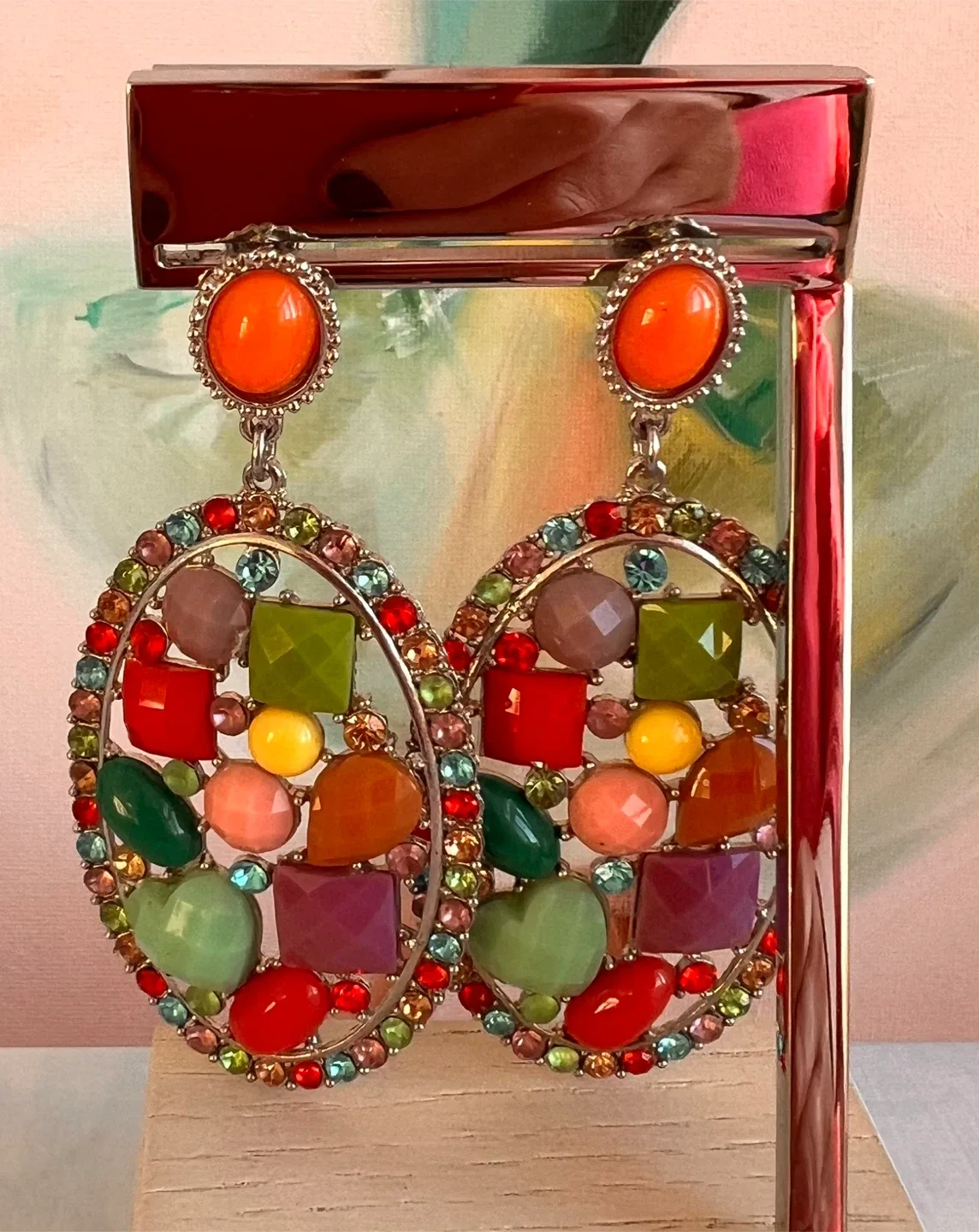 Colorful Gemstone Dangle Earrings