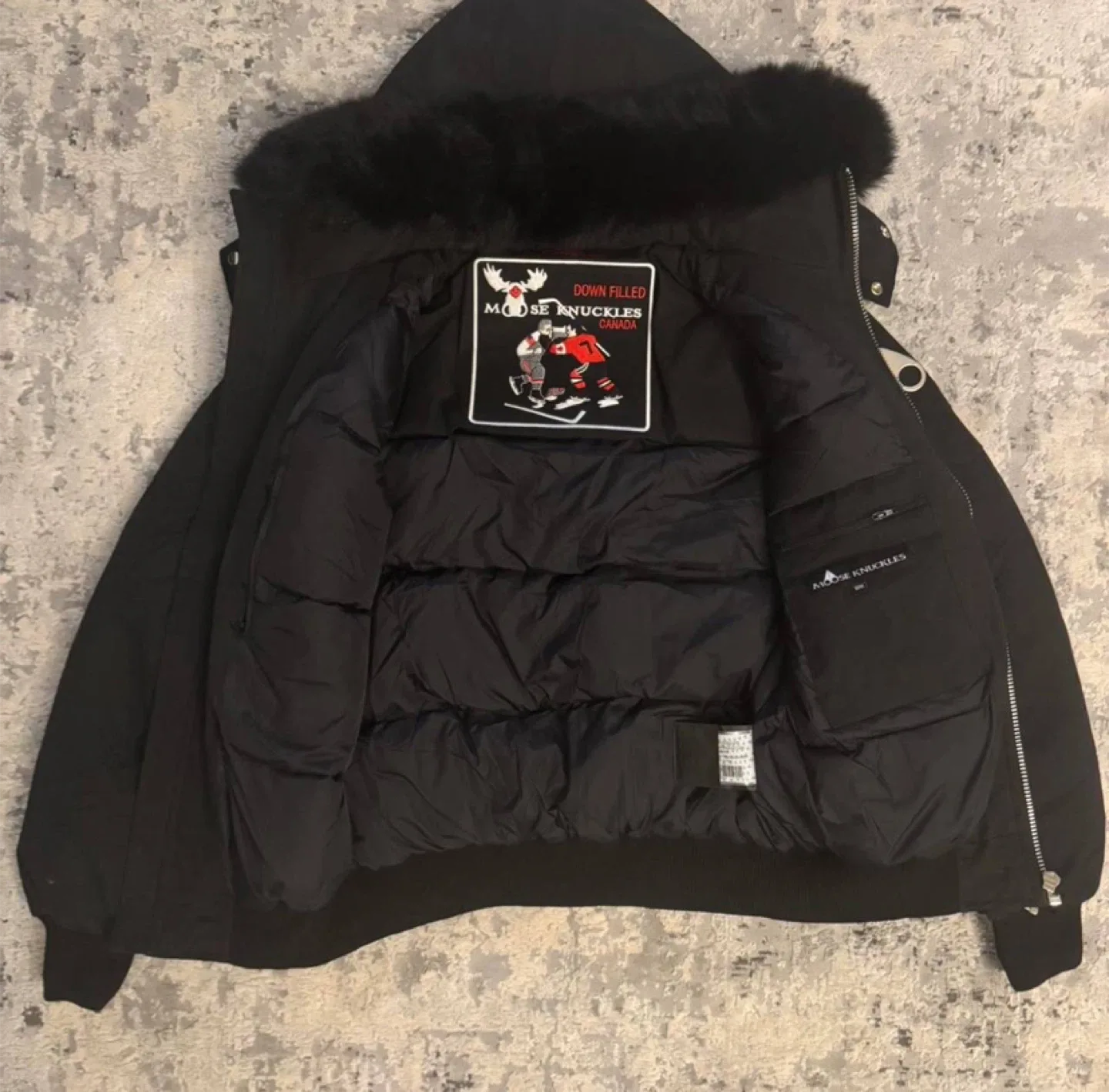 Moose Knuckles Black Down-Filled Fur Bomber Jacket - All Sizes image indicator(2)