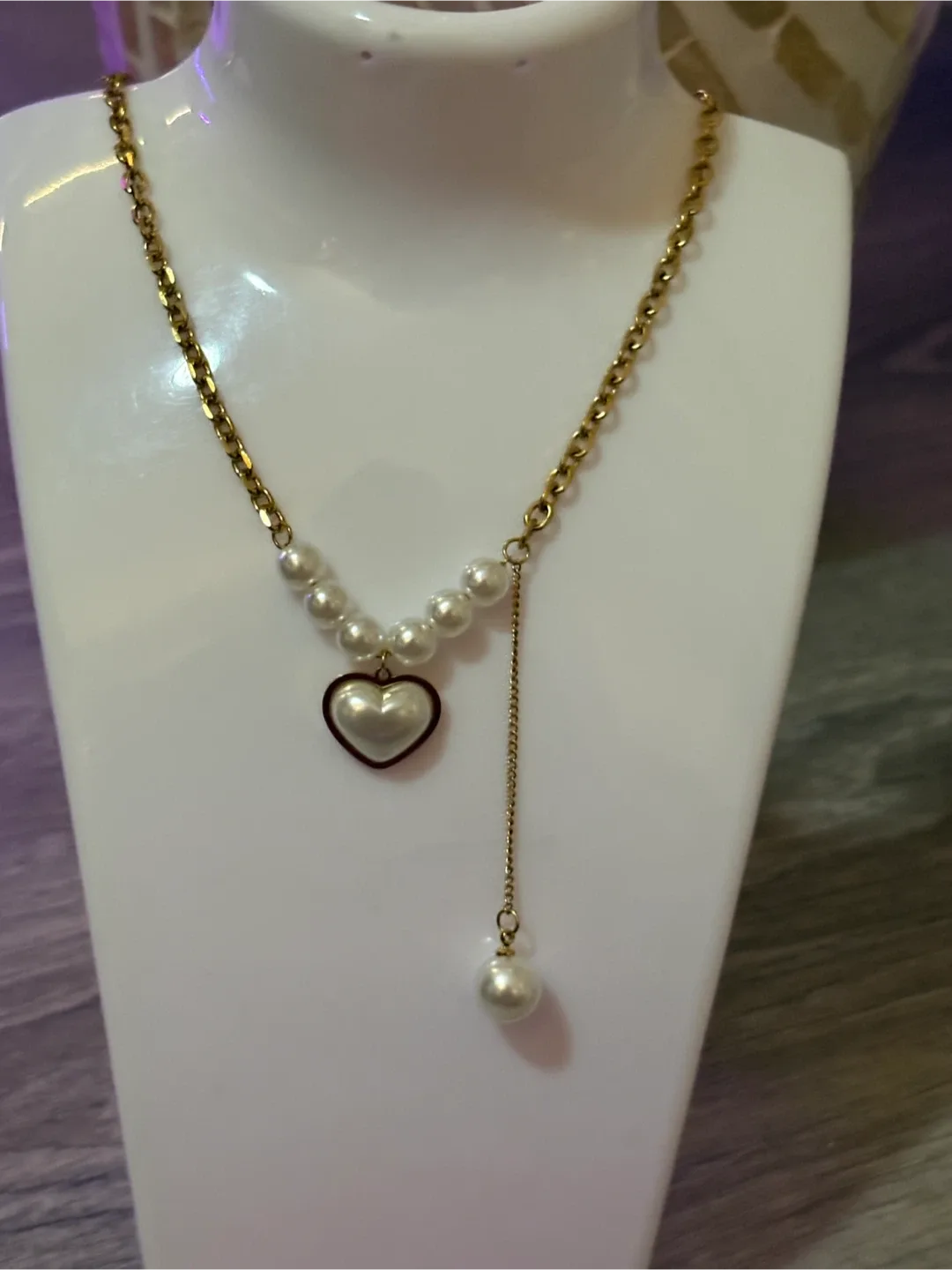 Pearl Heart Pendant Necklace image indicator(2)