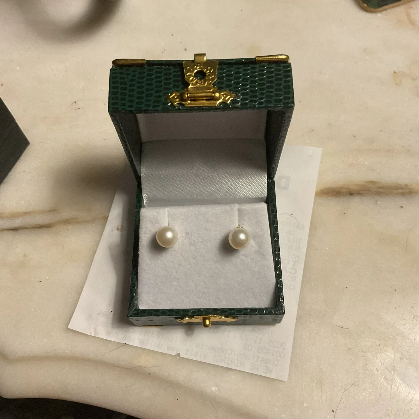 Pearl Stud Earrings with Box