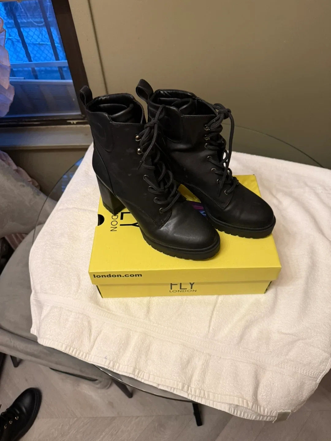 Black lace up Aerosole Combat Boots