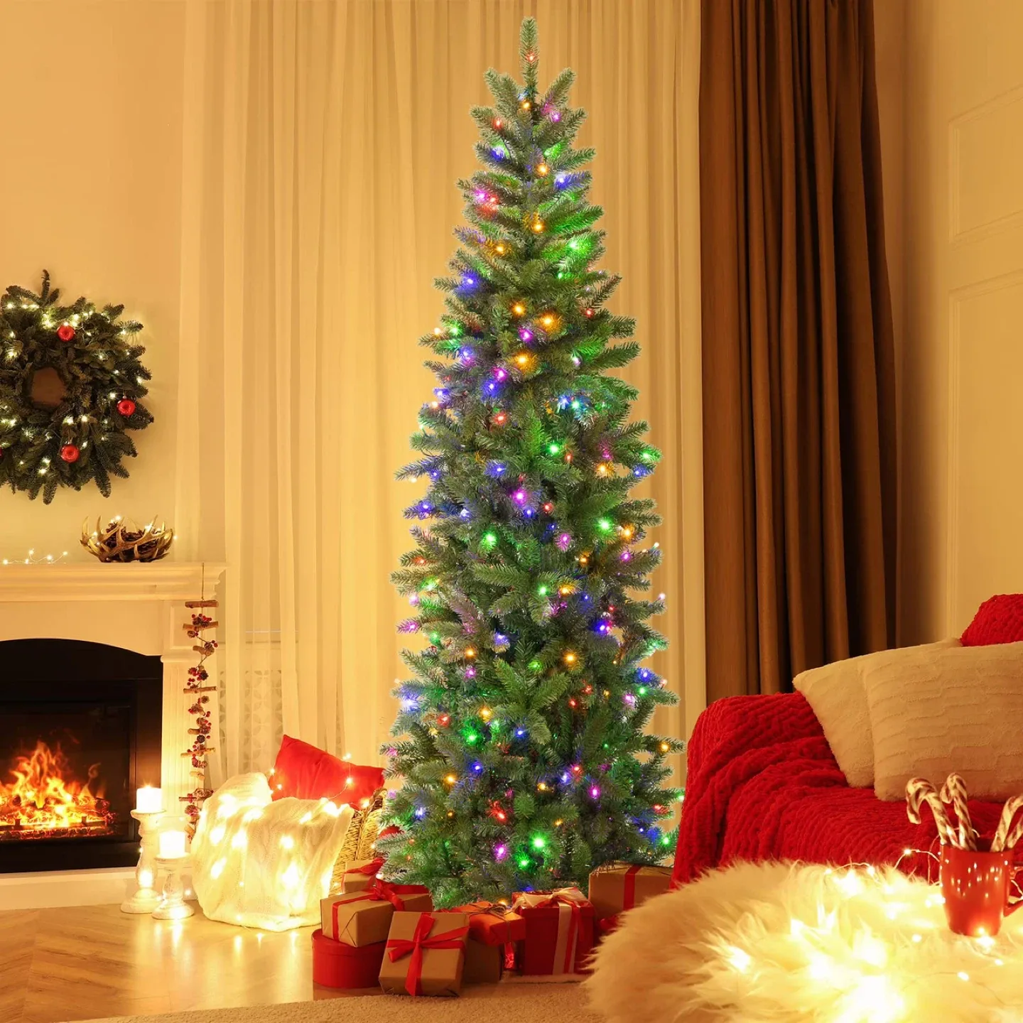 Brand New 6.5ft. Pre-lit w Remote Pencil Christmas Tree