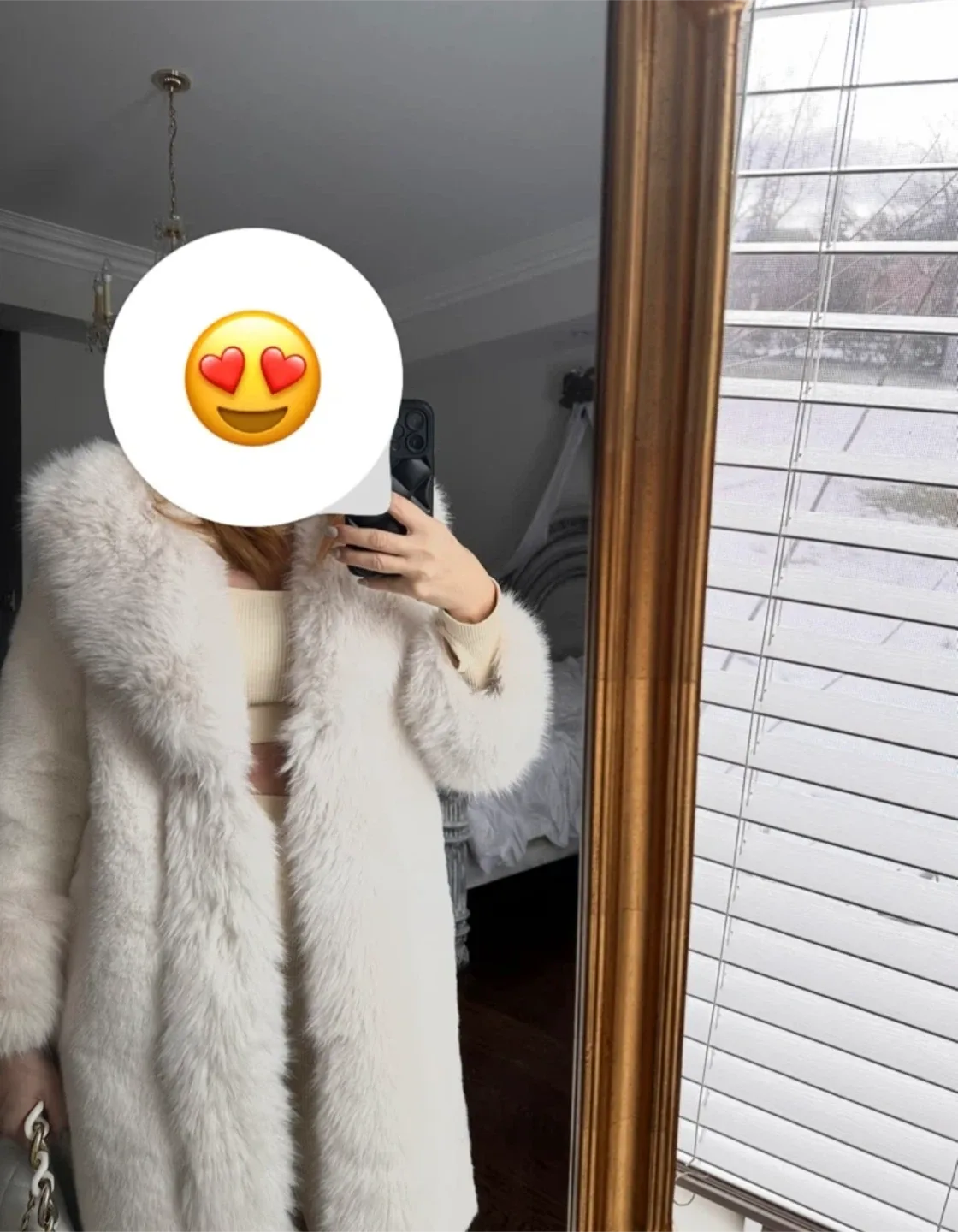 White plush faux fur coat image indicator(6)