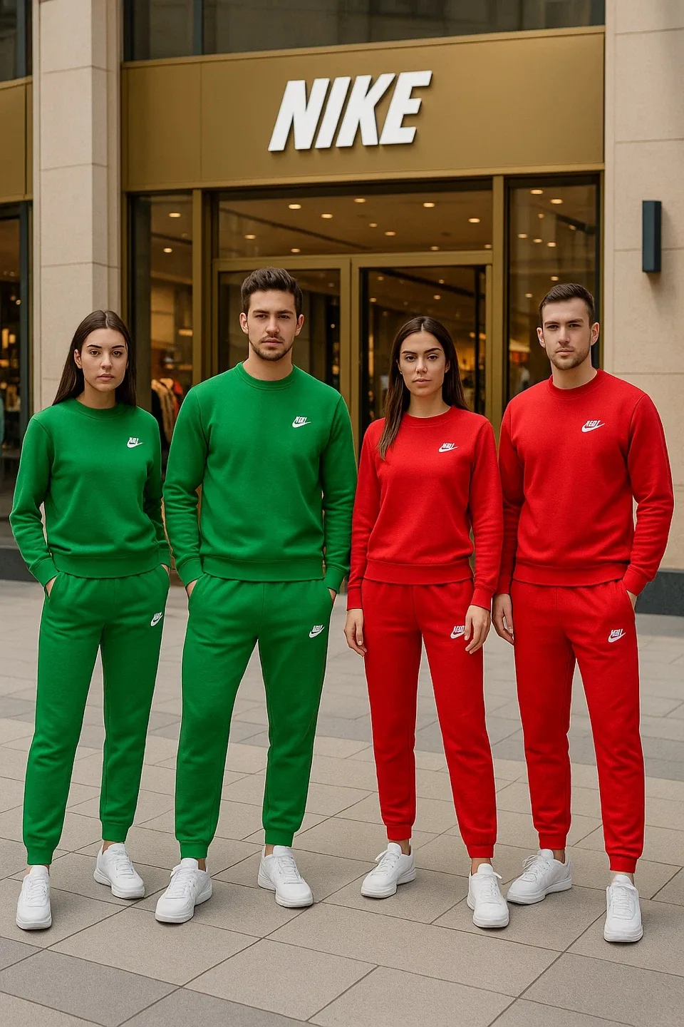 Nike Red and Green Tracksuit