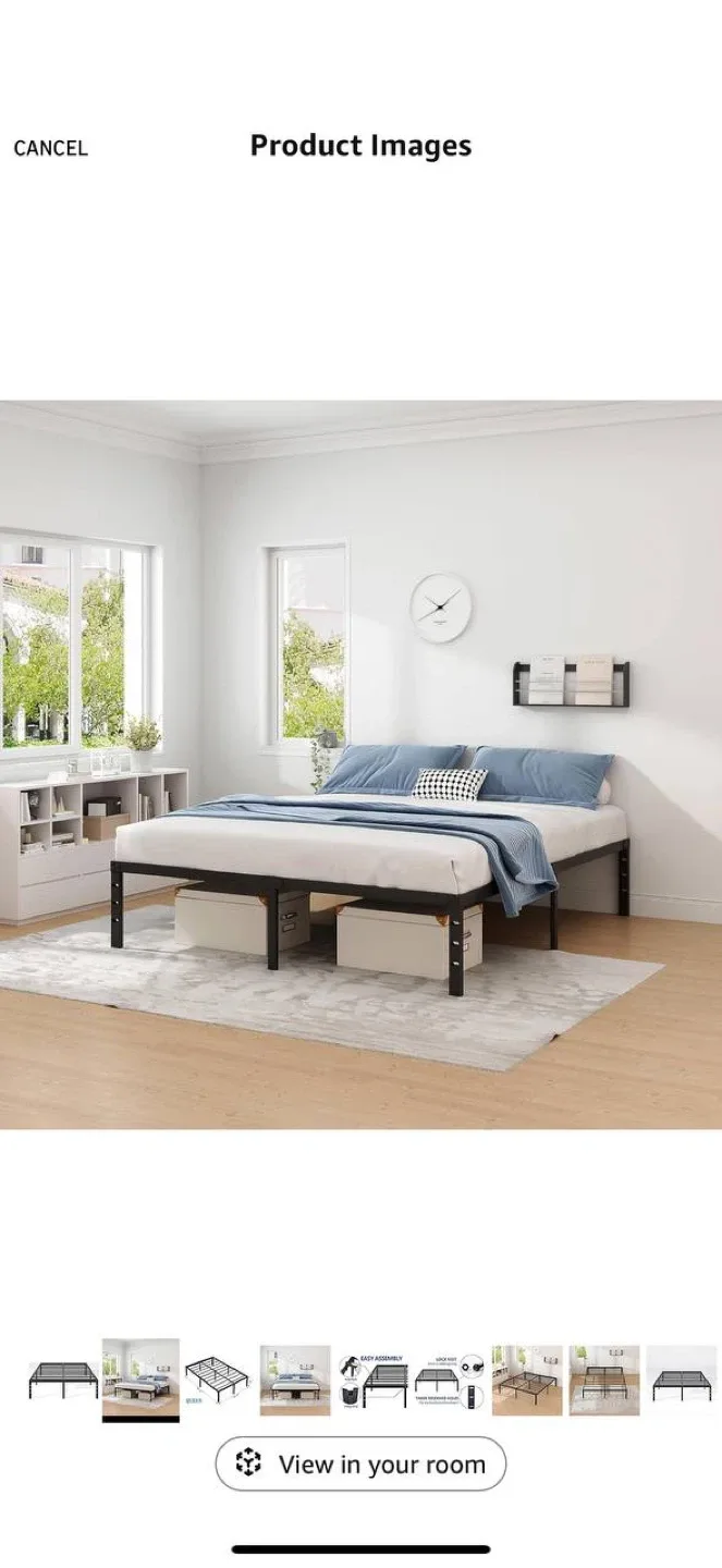 NEW JETO Queen Metal Platform Bed Frame image indicator(8)