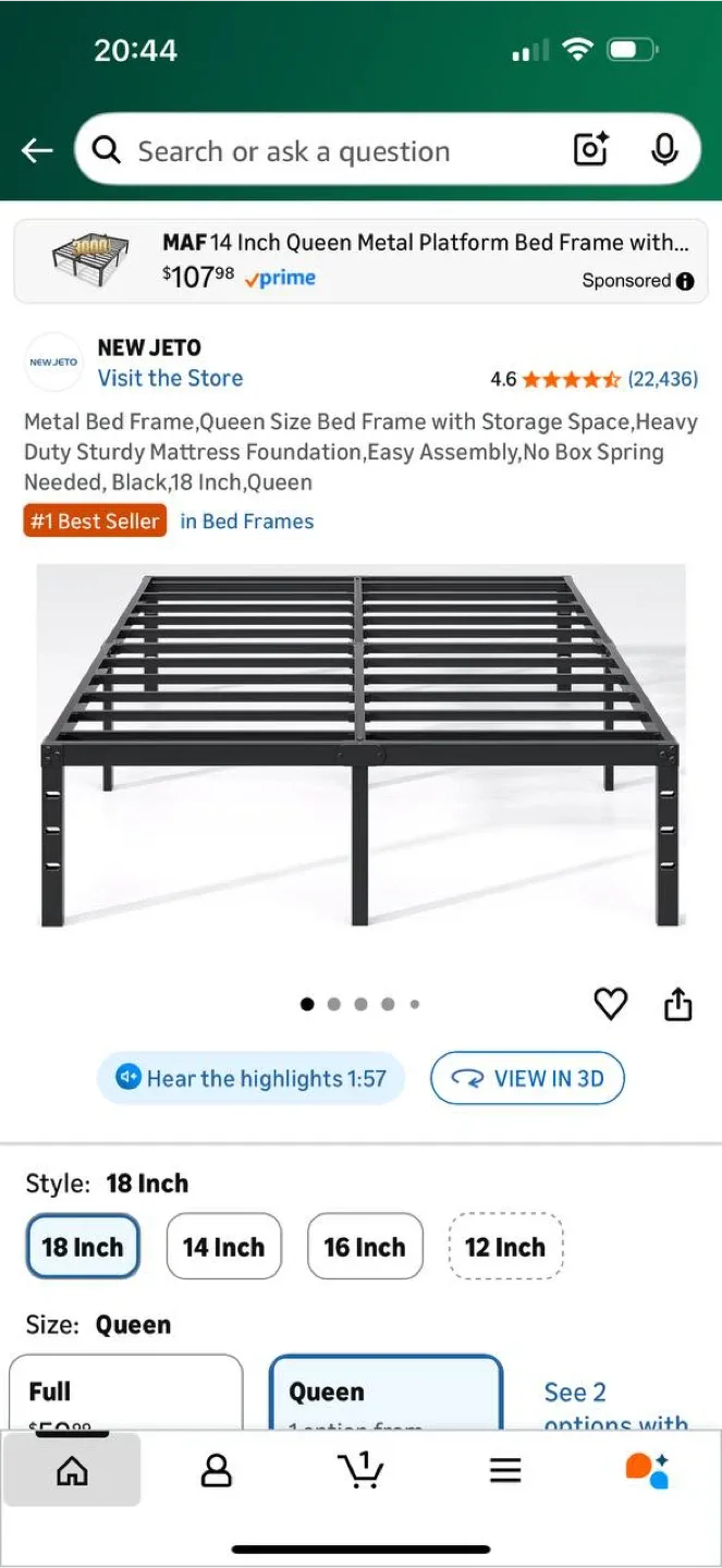 NEW JETO Queen Metal Platform Bed Frame image indicator(9)