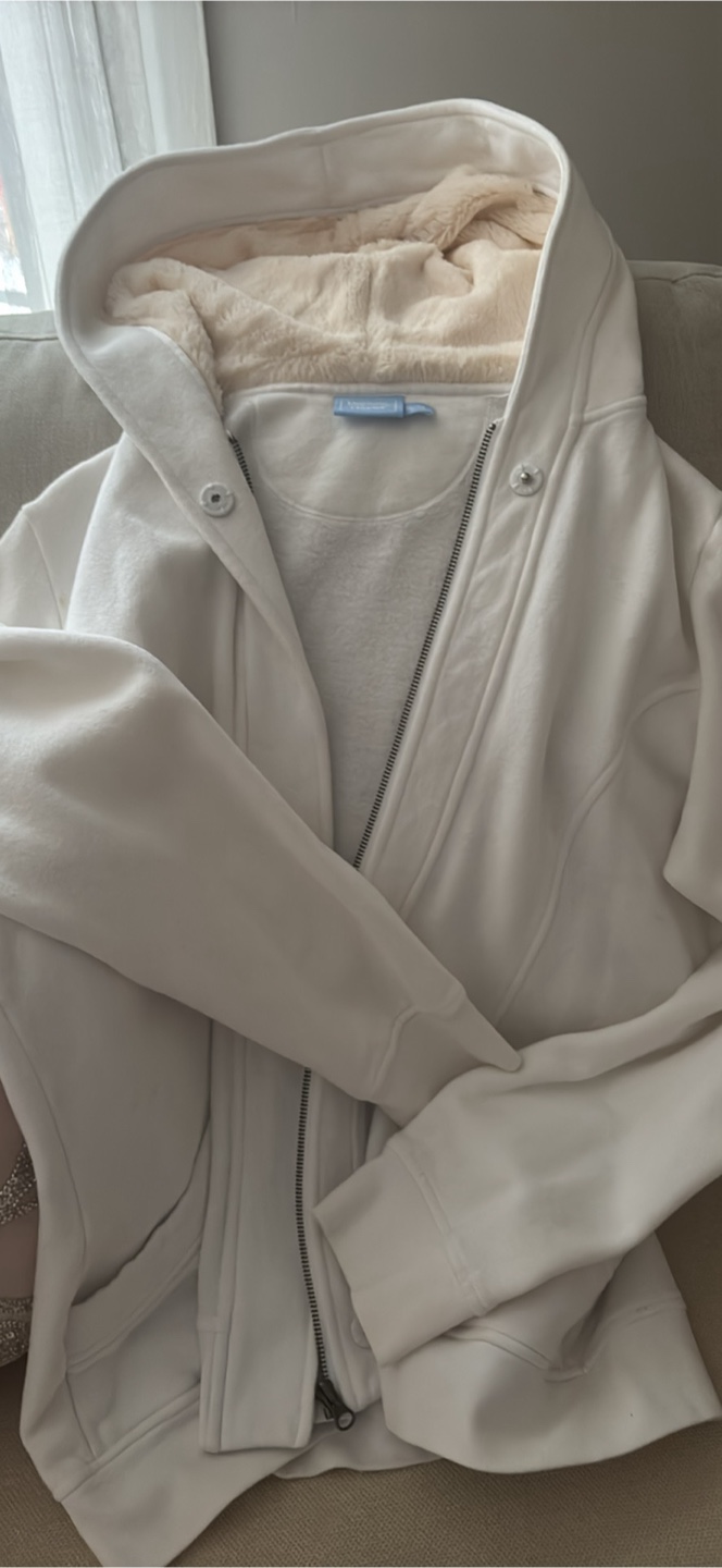Jacques Moret White Faux Fur Lined Hoodie