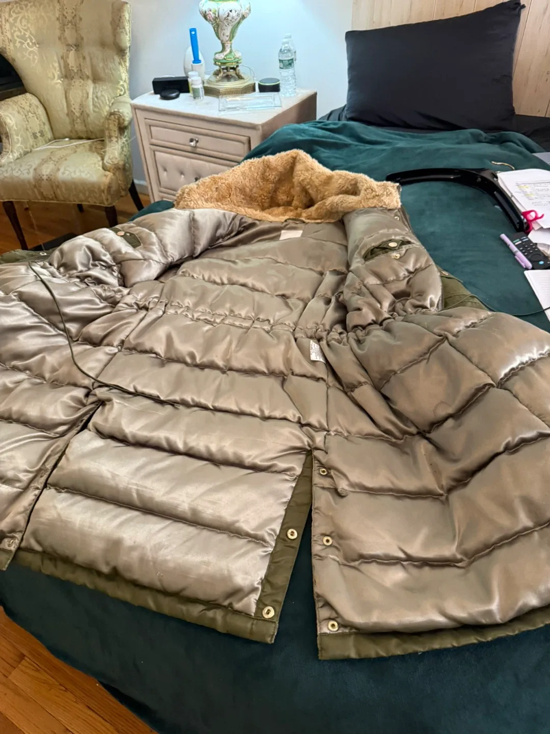 Olive Green Padded Parka Coat image indicator(2)