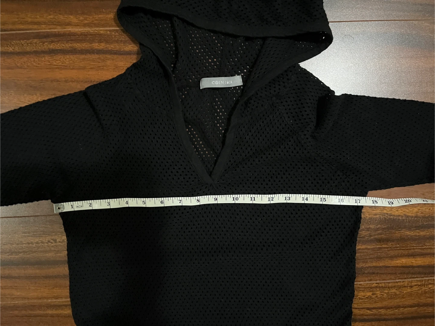 Coin 1804 women’s large mesh hoodie, black long sleeve - photo 4