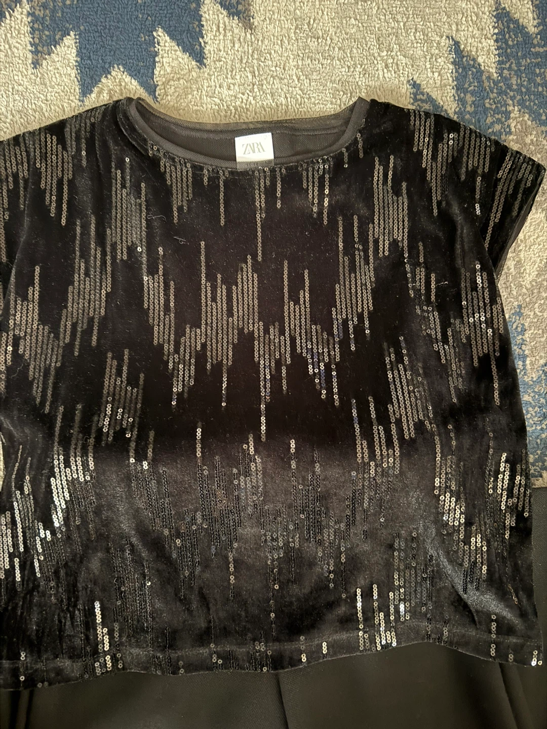Zara Black Sequin Top - Size 11-12